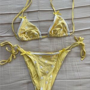 Yellow Polka Dots Bikini Set Small
